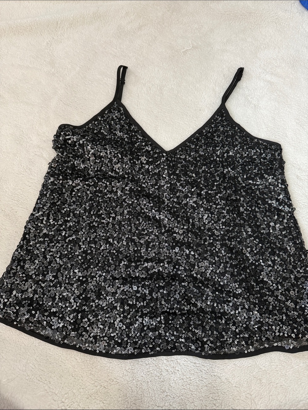 Abercrombie & Fitch Black Sequin V-Neck Cami
